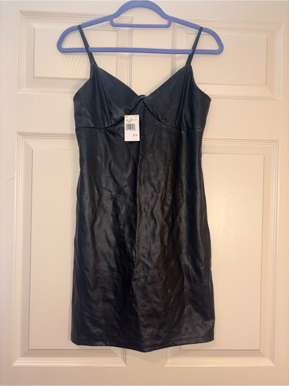 Women’s Black Faux Leather Slip Dress - Sleek Minimalist Style